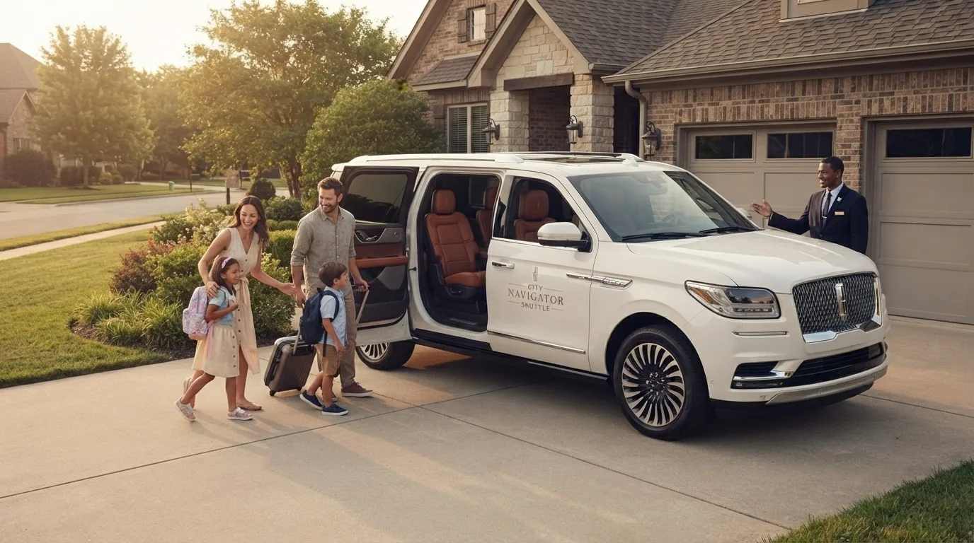 Family boarding white shuttle van — Wollondilly Airport Shuttle